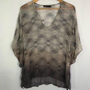 Gypsy 05 Made in Hollywood Ombré Short Sleeve 100% Silk Tie Dye Blouse Size S